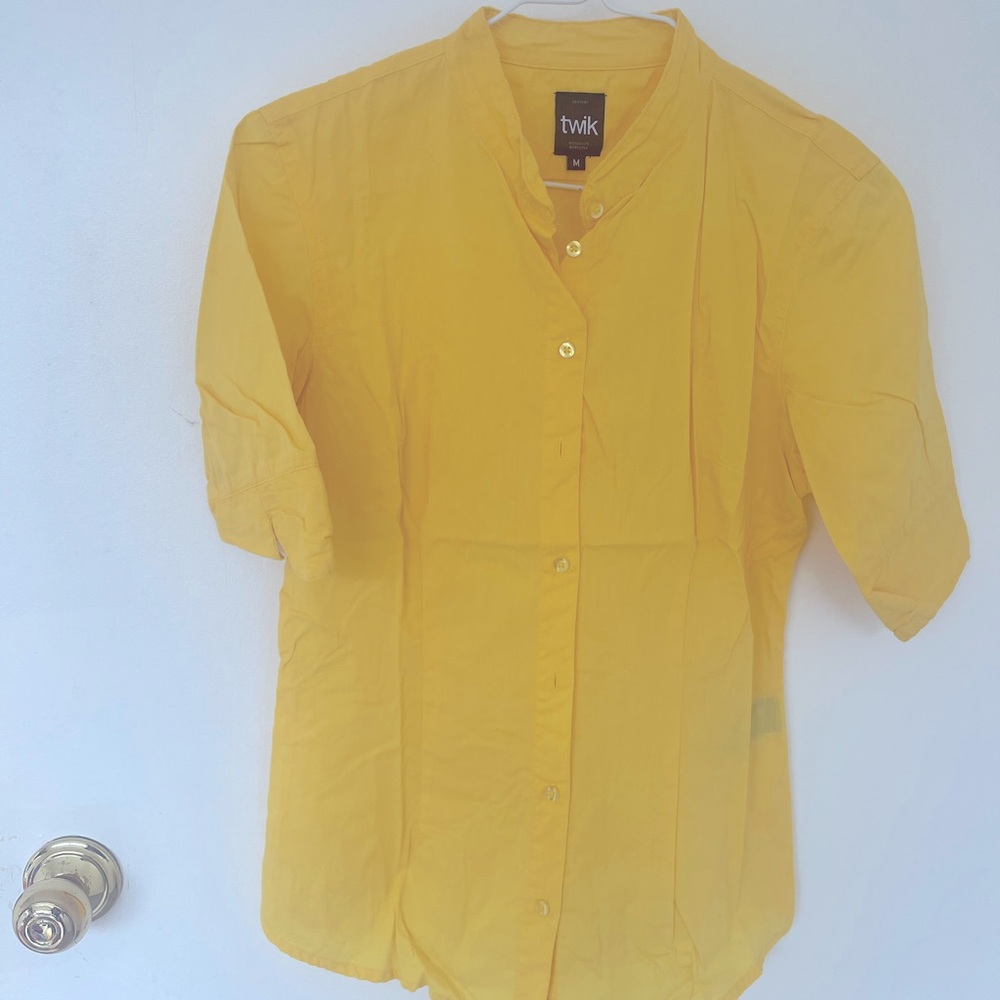 Simons yellow button down shirt